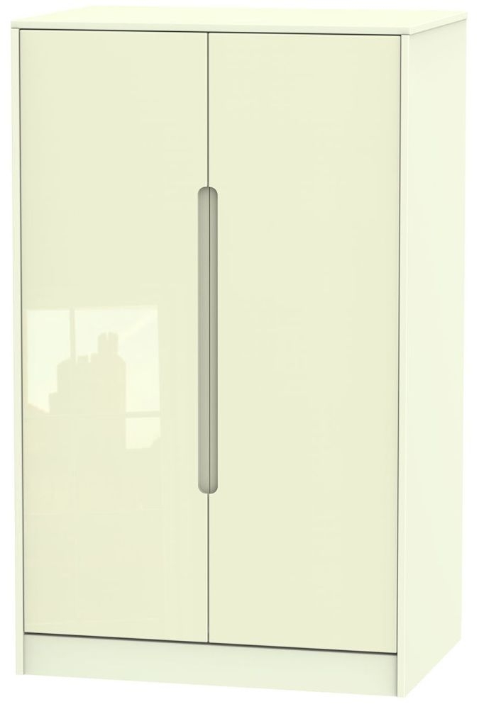 Monaco High Gloss Cream 2 Door Midi Wardrobe