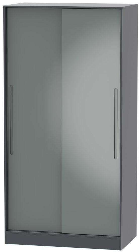 Monaco 2 Door Sliding Wardrobe High Gloss Grey And Graphite