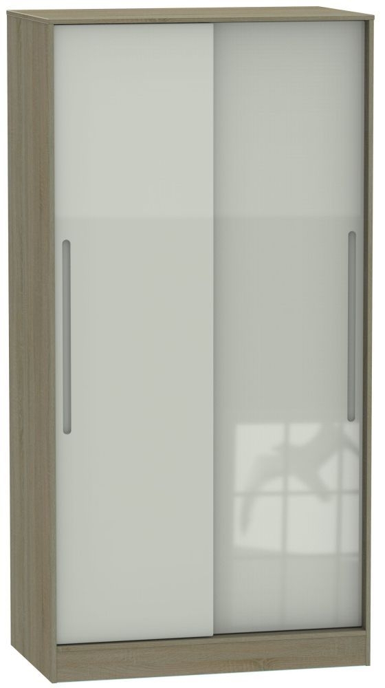 Monaco 2 Door Sliding Wardrobe High Gloss Kaschmir And Darkolino