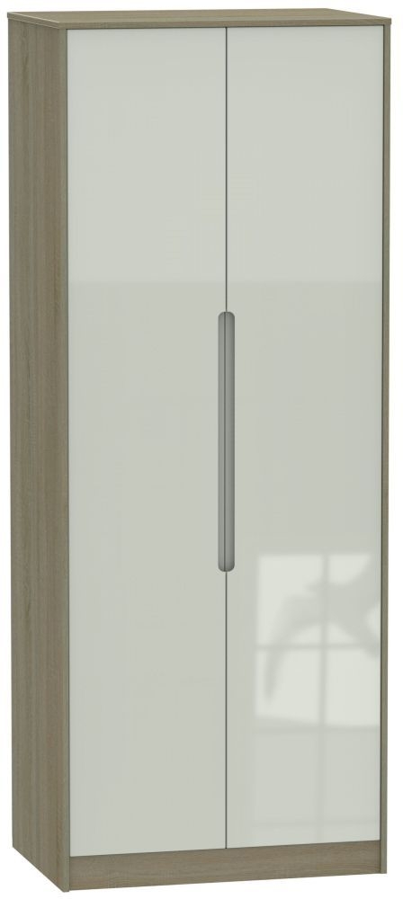 Monaco 2 Door Tall Wardrobe High Gloss Kaschmir And Darkolino