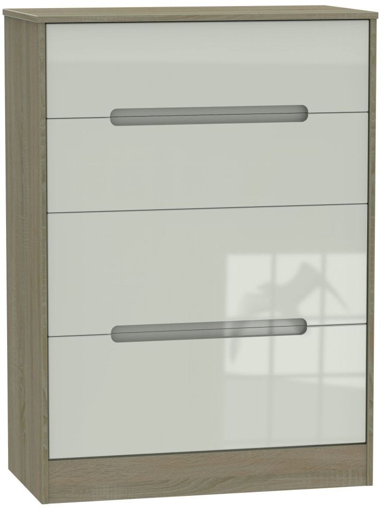 Monaco 4 Drawer Deep Chest High Gloss Kaschmir And Darkolino