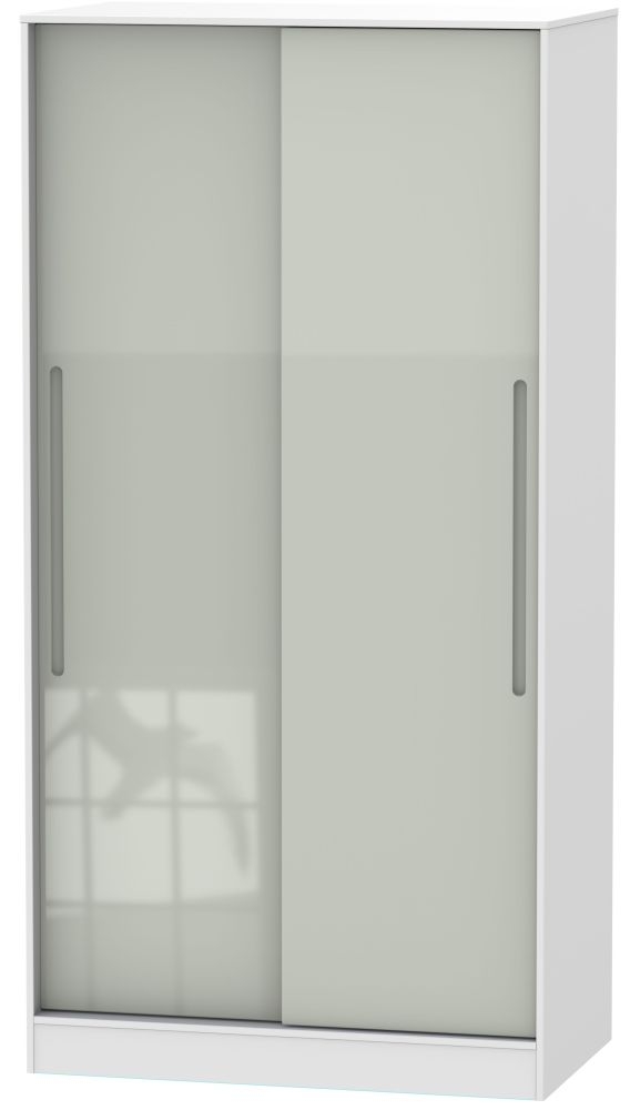 Monaco 2 Door Sliding Wardrobe High Gloss Kaschmir And White