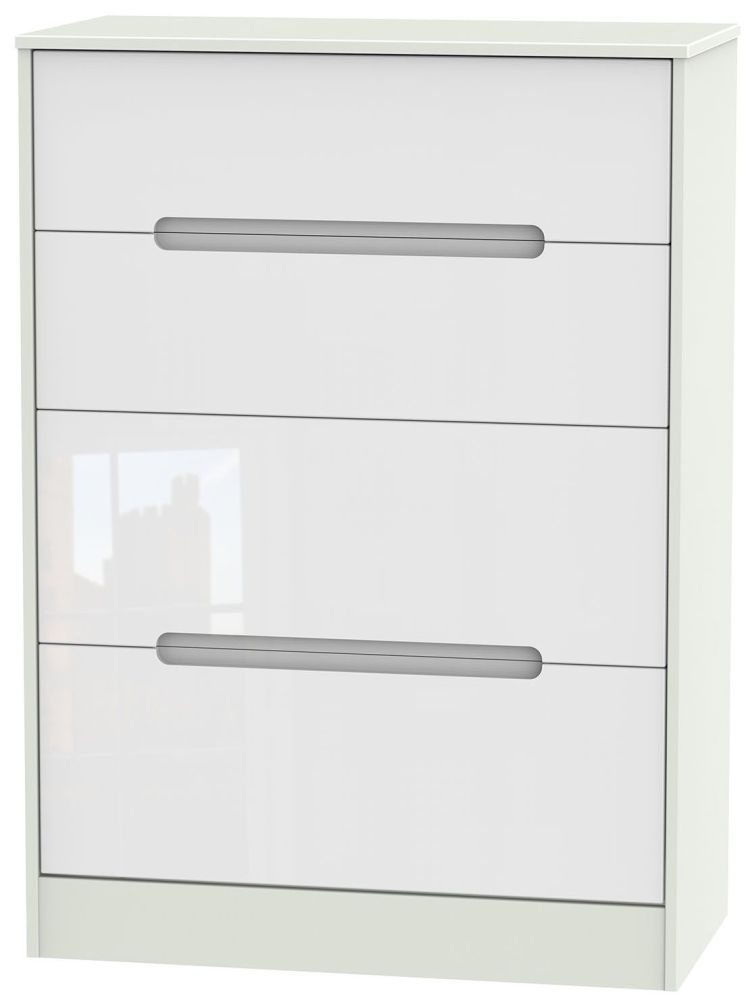 Monaco 4 Drawer Deep Chest High Gloss White And Kaschmir