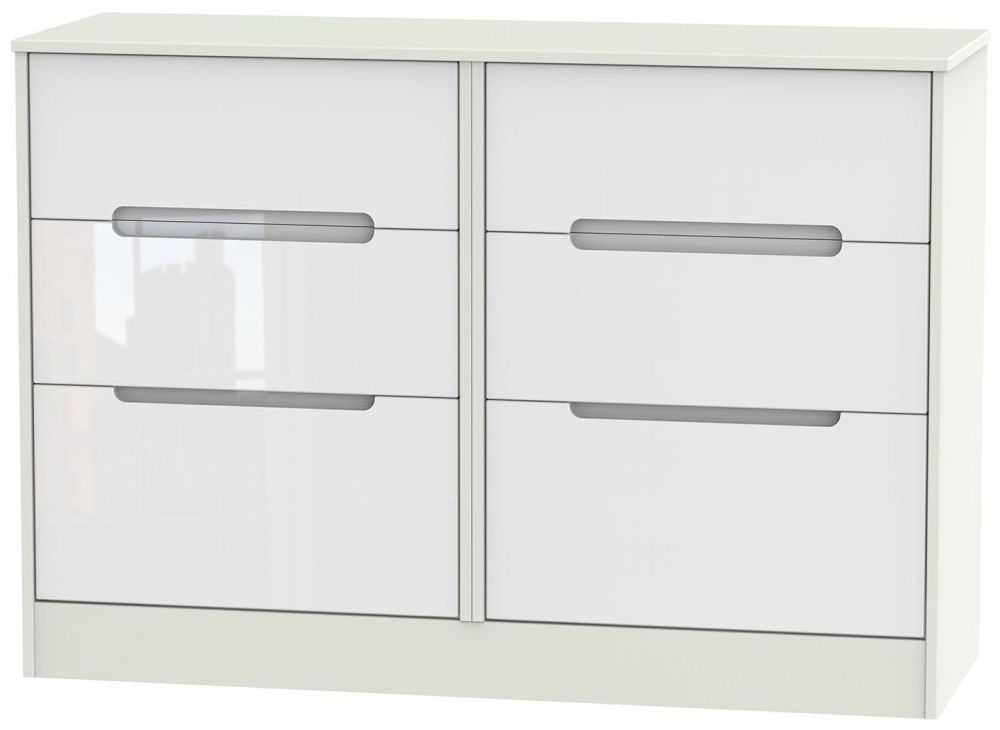 Monaco 6 Drawer Midi Chest High Gloss White And Kaschmir