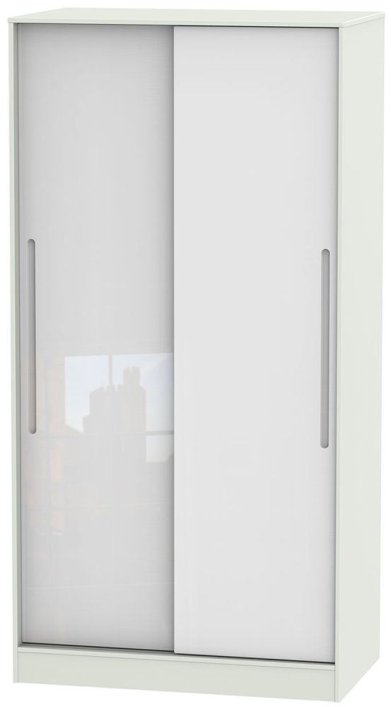 Monaco 2 Door Sliding Wardrobe High Gloss White And Kaschmir