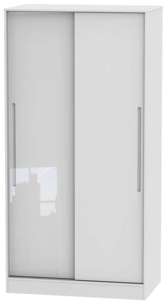 Monaco High Gloss White 2 Door Sliding Wardrobe