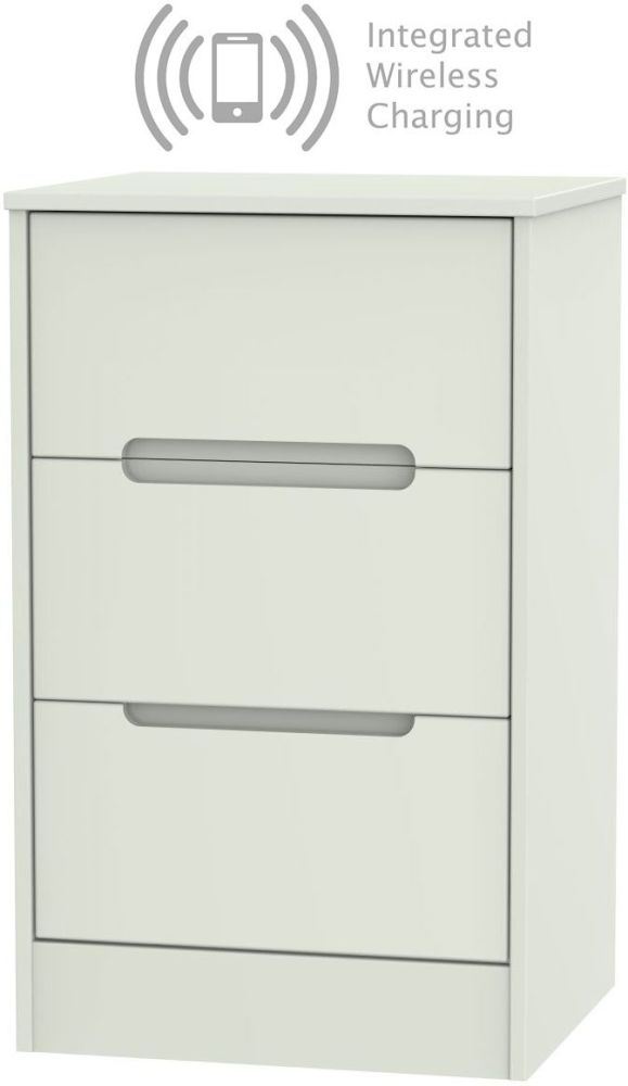Monaco Kaschmir Matt 3 Drawer Bedside Cabinet With Integrated Wireless Charging