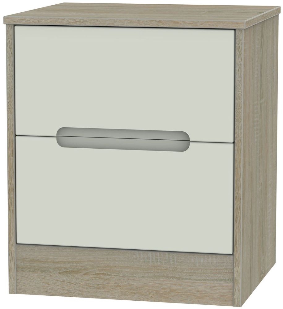 Monaco 2 Drawer Bedside Cabinet Kaschmir And Darkolino