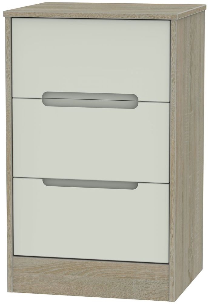 Monaco 3 Drawer Bedside Cabinet Kaschmir And Darkolino