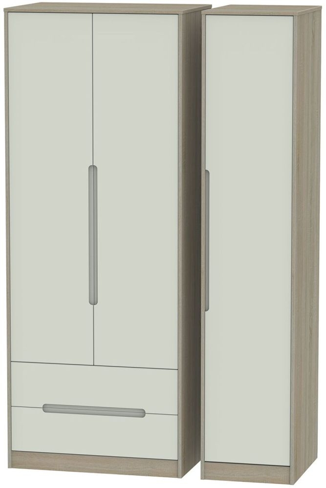 Monaco 3 Door 2 Left Drawer Tall Wardrobe Kaschmir And Darkolino