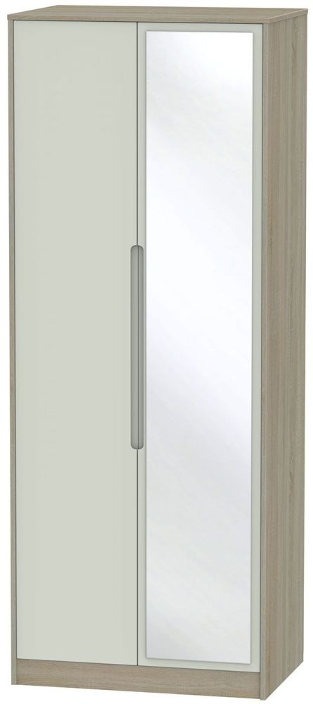 Monaco 2 Door Tall Mirror Wardrobe Kaschmir And Darkolino