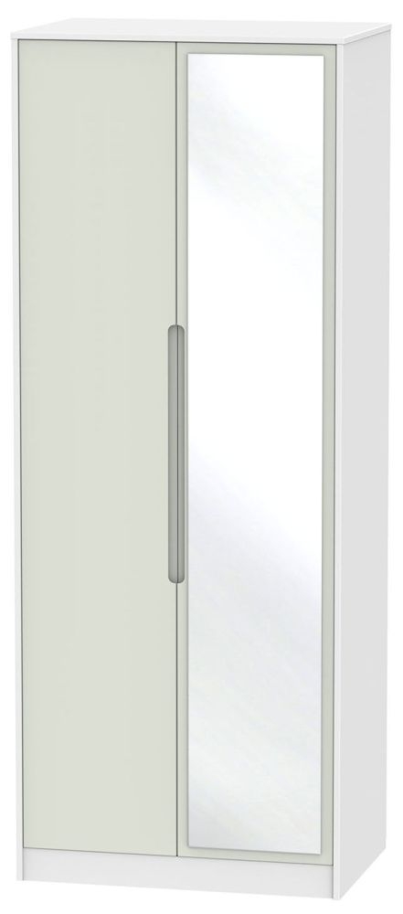 Monaco 2 Door Tall Mirror Wardrobe Kaschmir And White