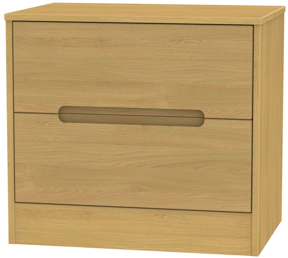 Monaco Modern Oak 2 Drawer Midi Chest