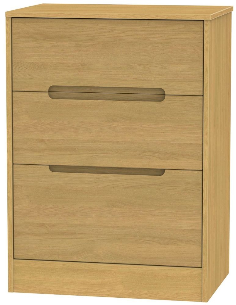 Monaco Modern Oak 3 Drawer Deep Midi Chest