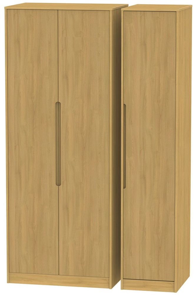 Monaco Modern Oak 3 Door Tall Wardrobe