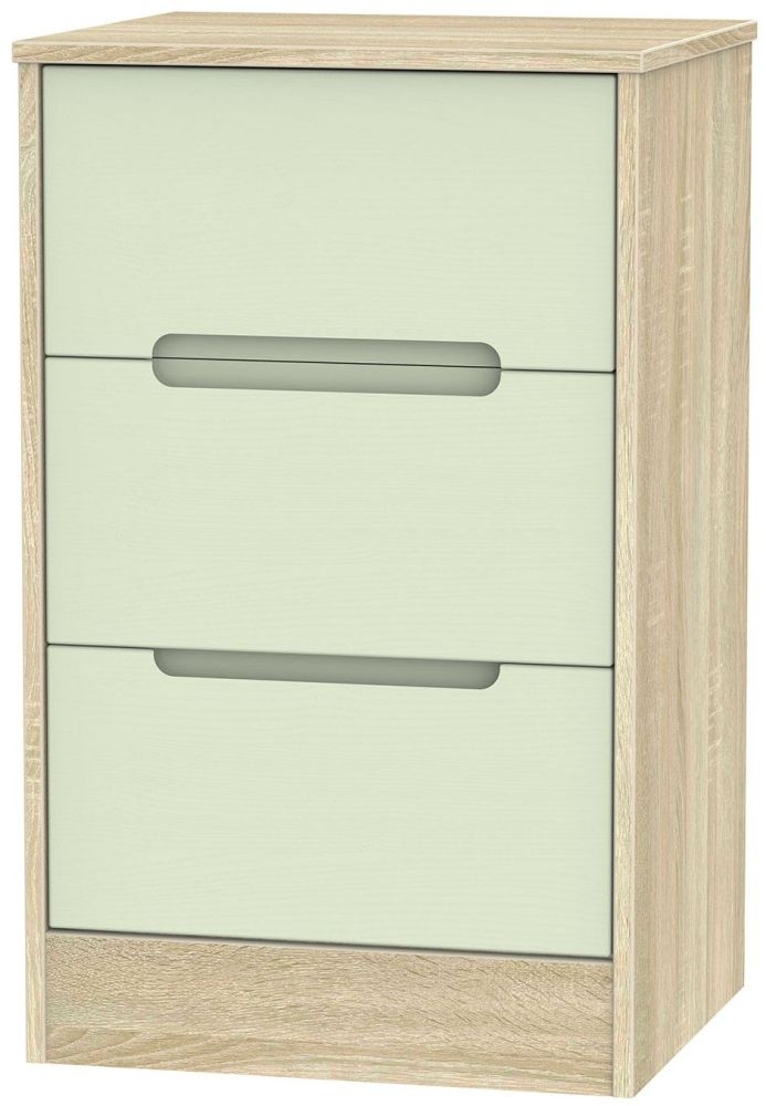 Monaco 3 Drawer Bedside Cabinet Mussel And Bardolino