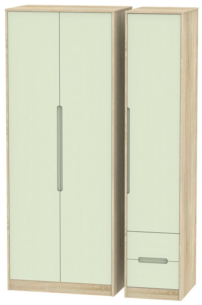 Monaco 3 Door 2 Right Drawer Tall Wardrobe Mussel And Bardolino