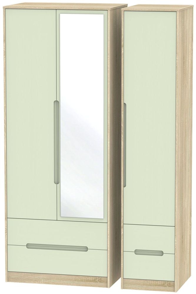 Monaco 3 Door 4 Drawer Tall Combi Wardrobe Mussel And Bardolino