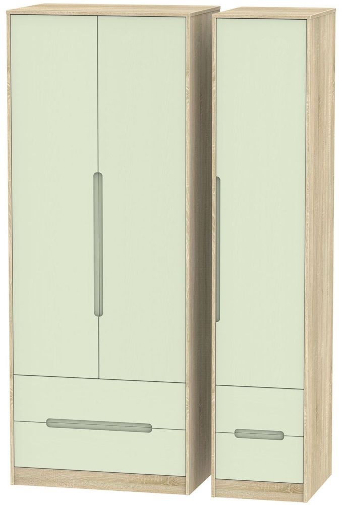 Monaco 3 Door 4 Drawer Tall Wardrobe Mussel And Bardolino