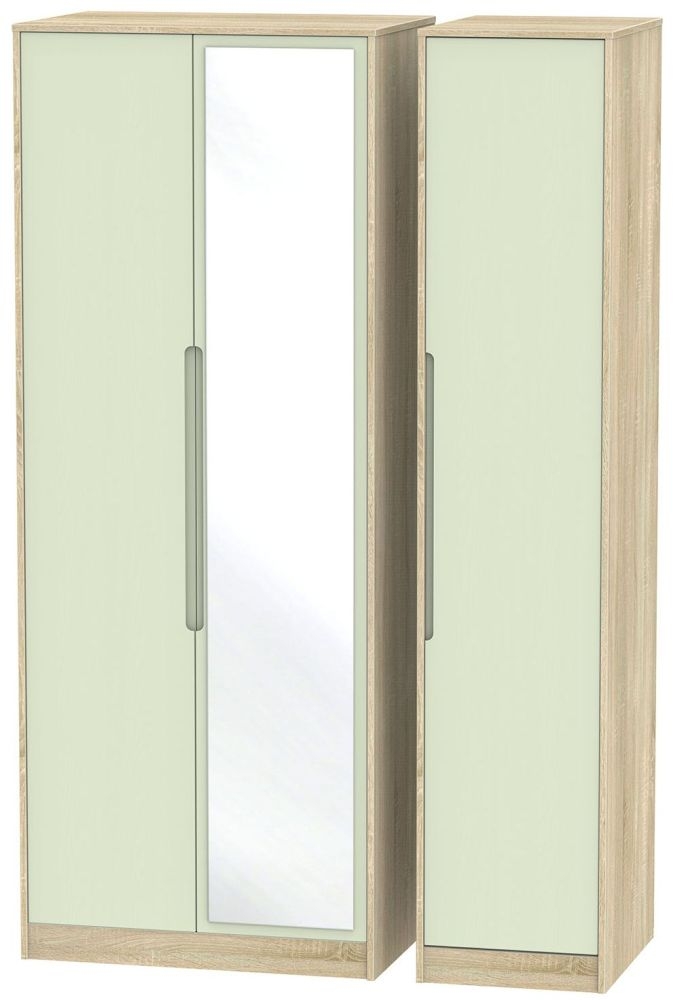 Monaco 3 Door Tall Mirror Wardrobe Mussel And Bardolino