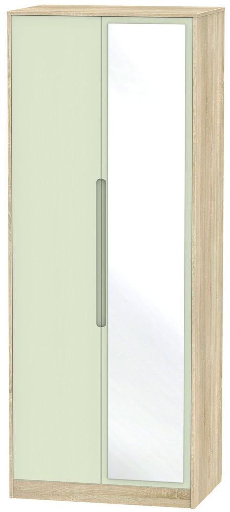 Monaco 2 Door Tall Mirror Wardrobe Mussel And Bardolino