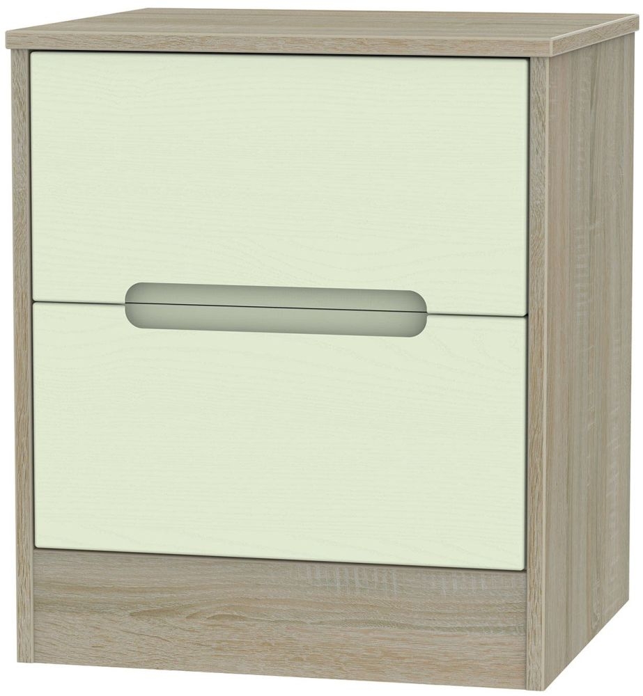 Monaco 2 Drawer Bedside Cabinet Mussel And Darkolino