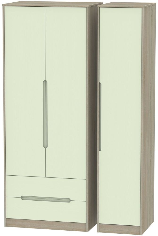 Monaco 3 Door 2 Left Drawer Tall Wardrobe Mussel And Darkolino