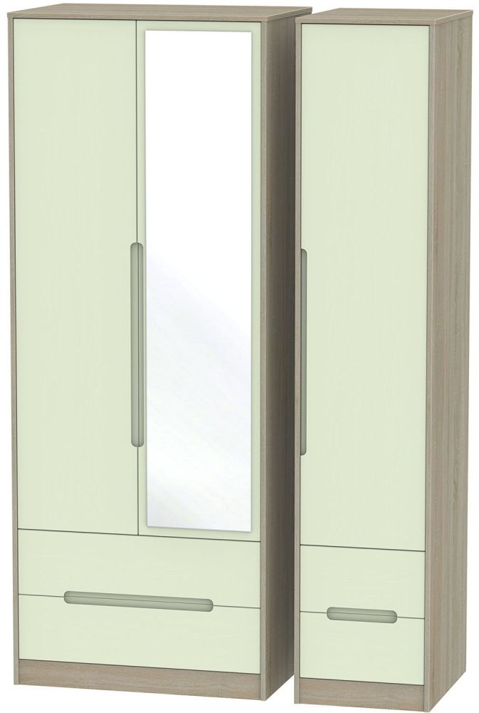 Monaco 3 Door 4 Drawer Tall Combi Wardrobe Mussel And Darkolino