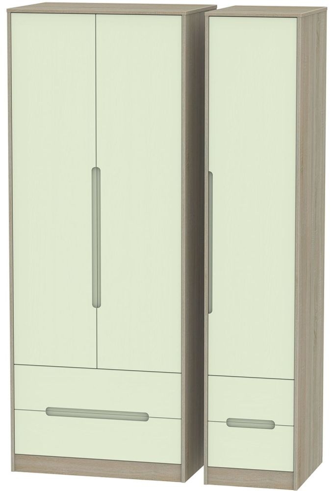 Monaco 3 Door 4 Drawer Tall Wardrobe Mussel And Darkolino