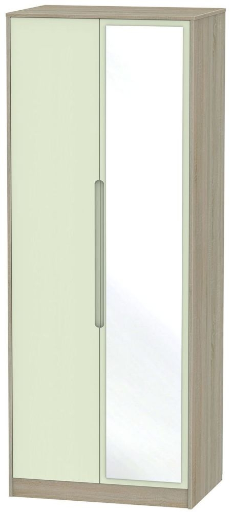 Monaco 2 Door Tall Mirror Wardrobe Mussel And Darkolino