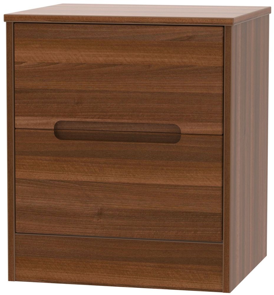 Monaco Noche Walnut 2 Drawer Bedside Cabinet