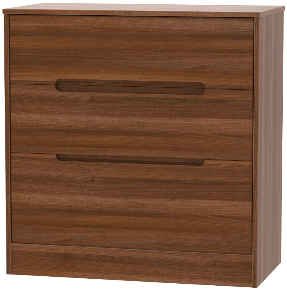 Monaco Noche Walnut 3 Drawer Deep Chest