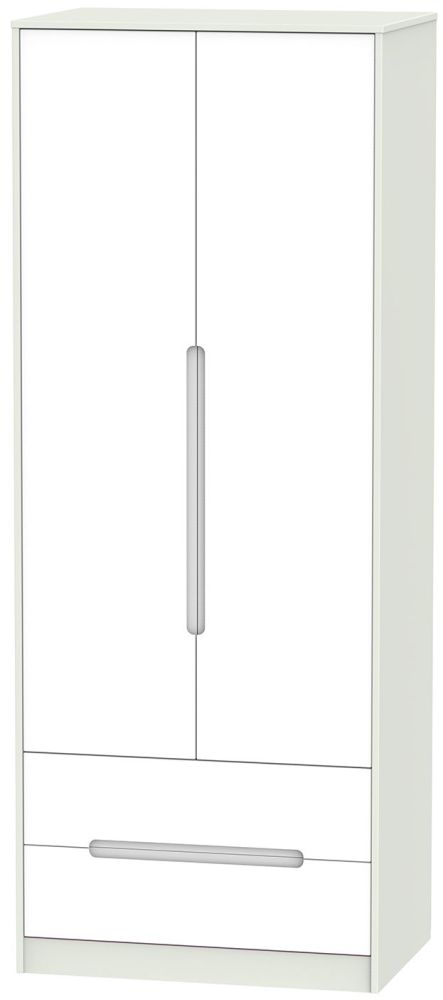 Monaco 2 Door 2 Drawer Tall Wardrobe White And Kaschmir