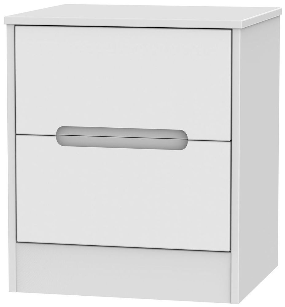 Monaco White 2 Drawer Bedside Cabinet