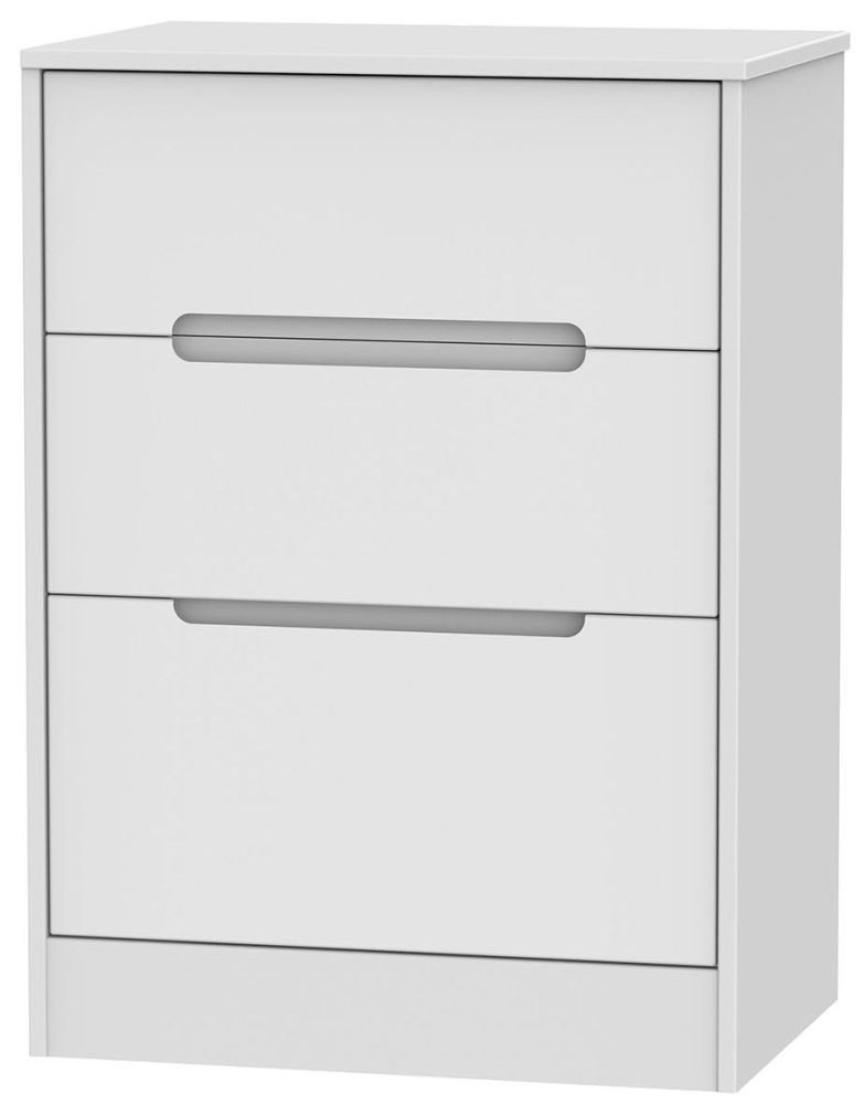 Monaco White 3 Drawer Deep Midi Chest