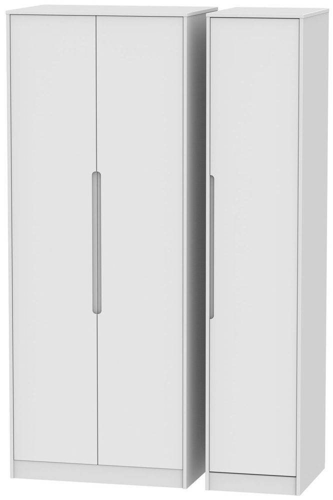 Monaco White 3 Door Tall Wardrobe