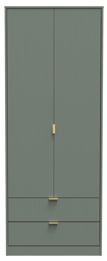 Nashville Reed Green 2 Door 2 Drawer 2ft 6in Plain Combi Wardrobe