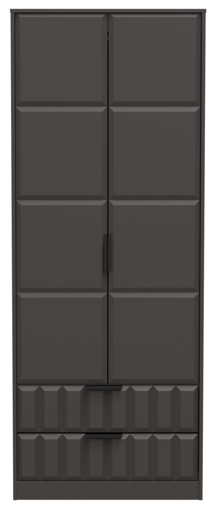 New York Graphite 2 Door 2 Drawer 2ft 6in Plain Combi Wardrobe