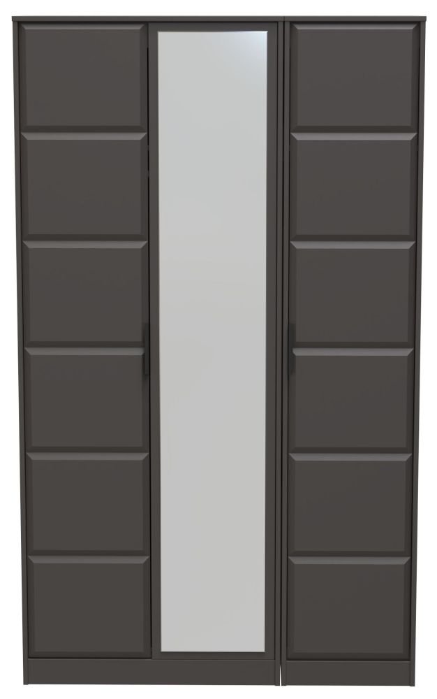 New York Graphite 3 Door Tall Mirror Wardrobe