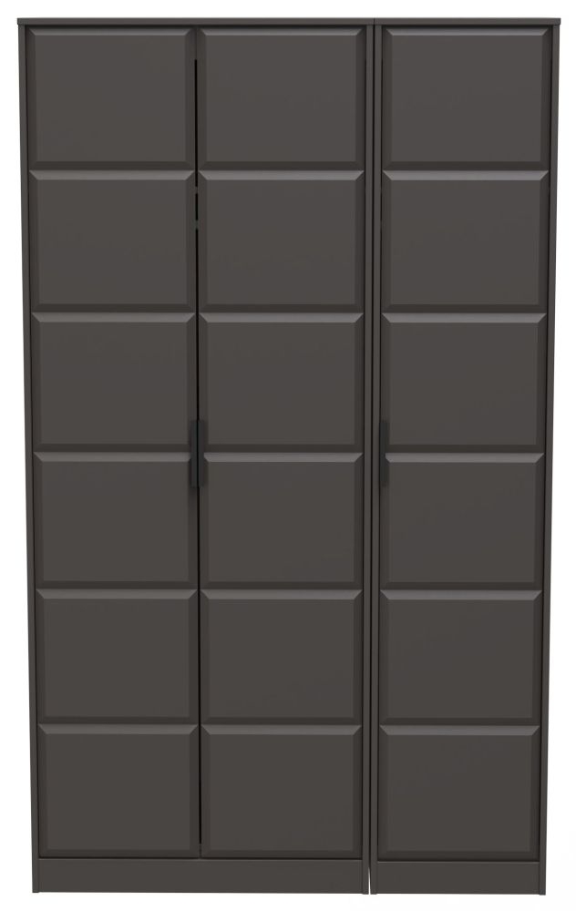 New York Graphite 3 Door Tall Plain Wardrobe