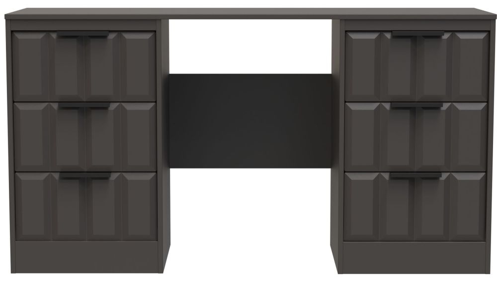 New York Graphite Double Pedestal Dressing Table