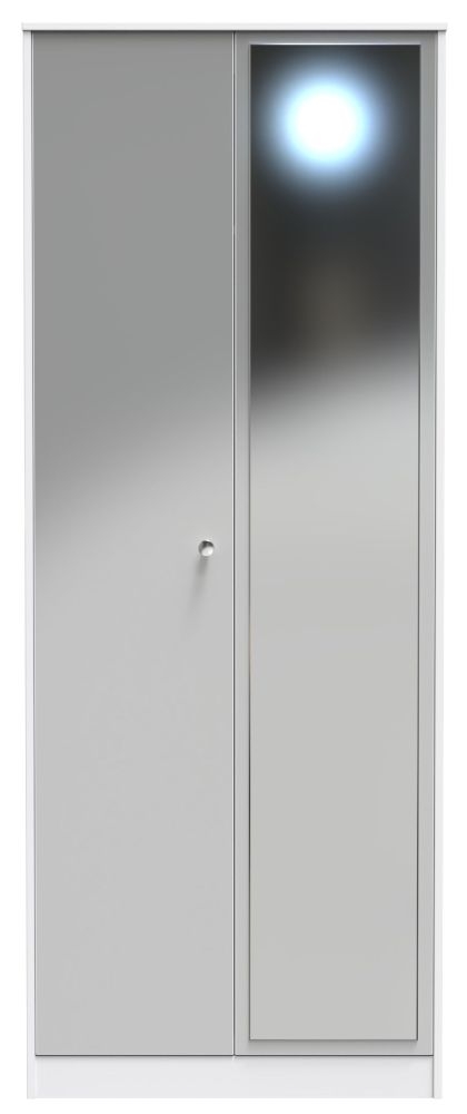 Padstow Unifrom Gloss And Matt White 2 Door 2ft 6in Tall Mirror Wardrobe