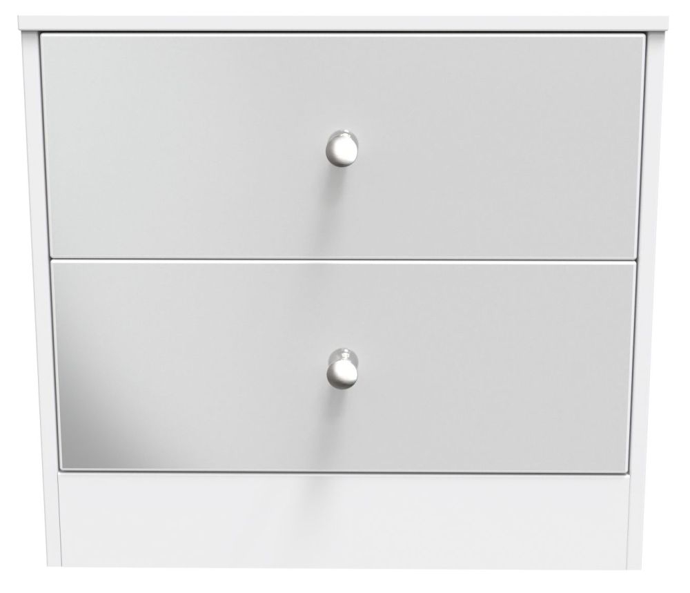 Padstow Unifrom Gloss And Matt White 2 Drawer Bedside Cabinet