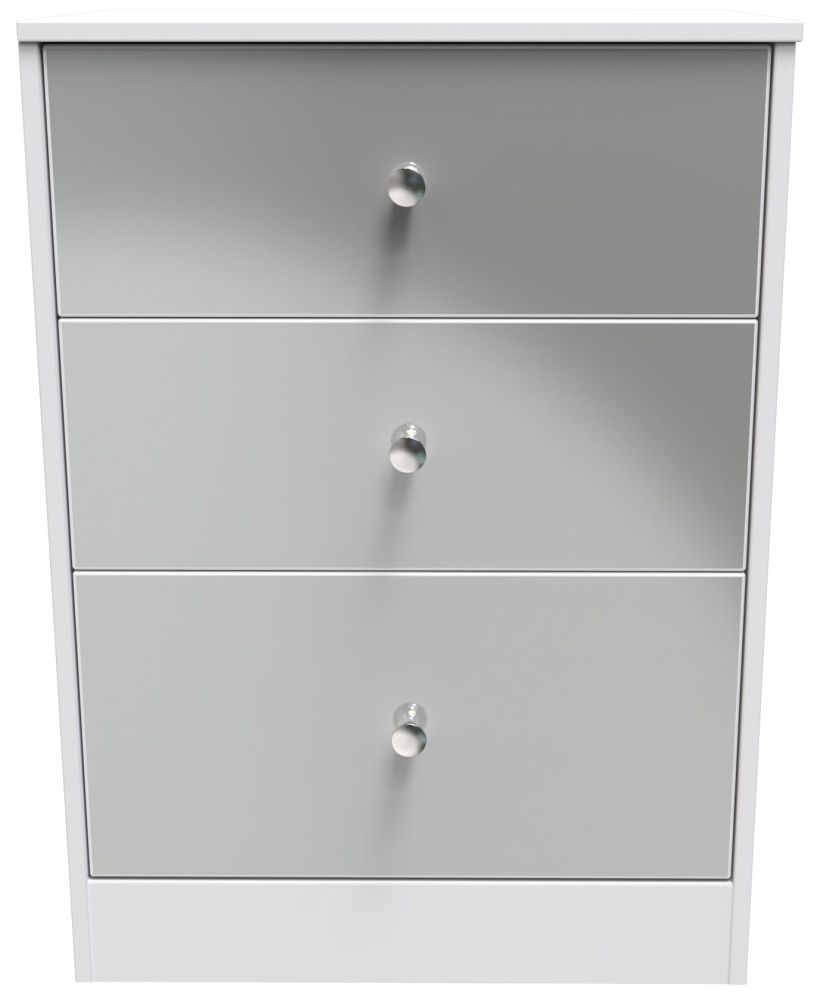 Padstow Unifrom Gloss And Matt White 3 Drawer Bedside Cabinet