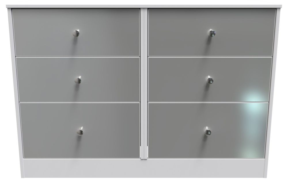 Padstow Unifrom Gloss And Matt White 6 Drawer Midi Chest