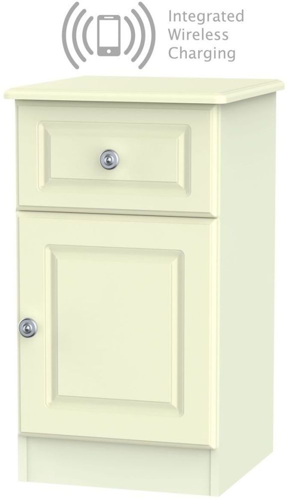 Pembroke Cream 1 Door 1 Drawer Bedside Cabinet With Integrated Wireless Charging