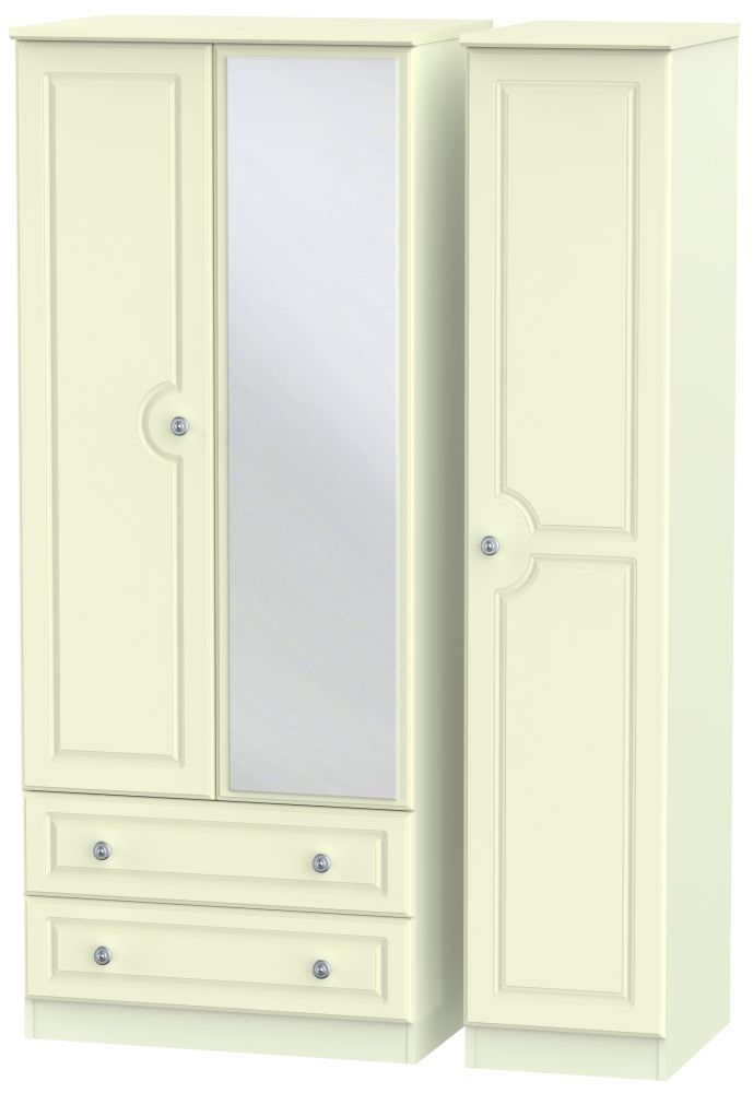 Pembroke Cream 3 Door 2 Left Drawer Mirror Wardrobe