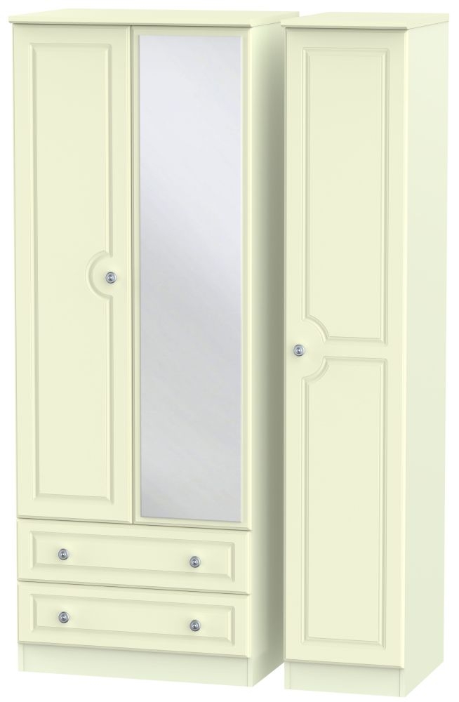 Pembroke Cream 3 Door 2 Left Drawer Tall Mirror Wardrobe