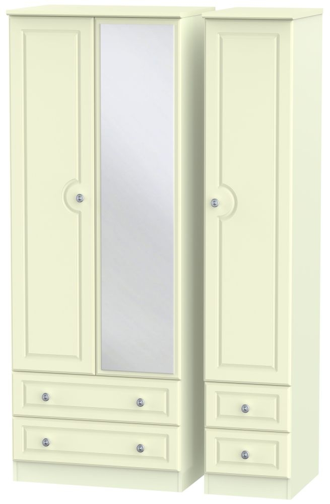Pembroke Cream 3 Door 4 Drawer Tall Mirror Wardrobe