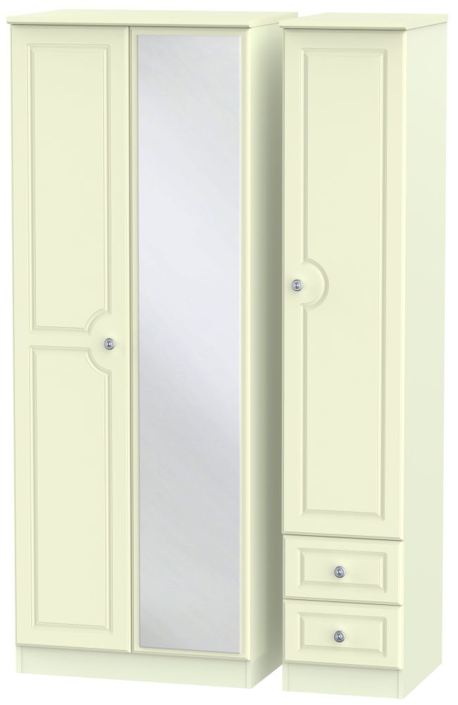 Pembroke Cream 3 Door 2 Right Drawer Tall Mirror Wardrobe